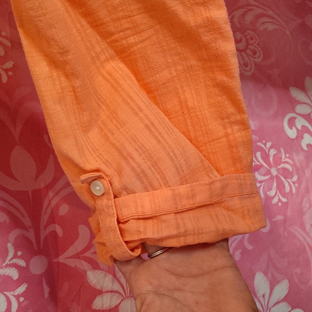 JM Collection Peach Button-Down Shirt - Picture 3 of 4